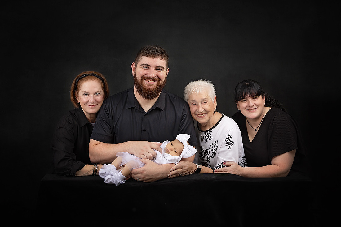 5 generation studio family portrait at MJCollins Photography North Branch, MN