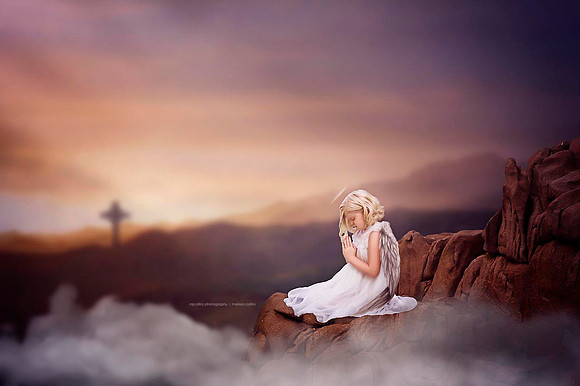 Custom art girl angel praying MJCollins Photography